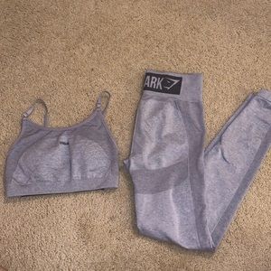 Grey matching gymshark sports bra and leggings